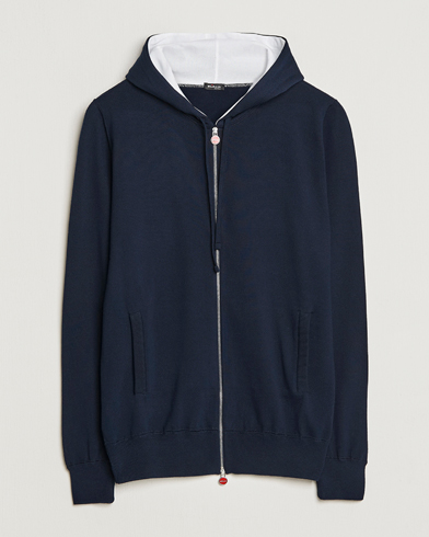Herren | Luxury Brands | Kiton | Hooded Zip Sweater Navy