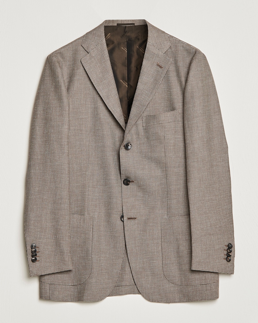 Herren | Kiton | Kiton | Wool Houndstooth Blazer Beige