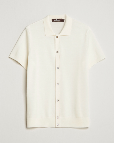 Herren | Preppy Authentic | Morris Heritage | Alberto Knitted Short Sleeve Knitted Shirt Off White