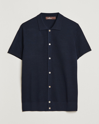 Herren |  | Morris Heritage | Alberto Knitted Short Sleeve Knitted Shirt Navy