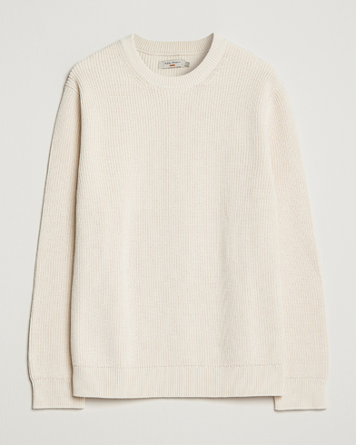 Herren | Nudie Jeans | Nudie Jeans | August Cotton Rib Knitted Sweater Chalk White