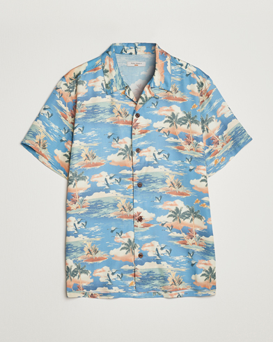 Herren | Nudie Jeans | Nudie Jeans | Arvid Printed Short Sleeve Shirt Hawaii Azure