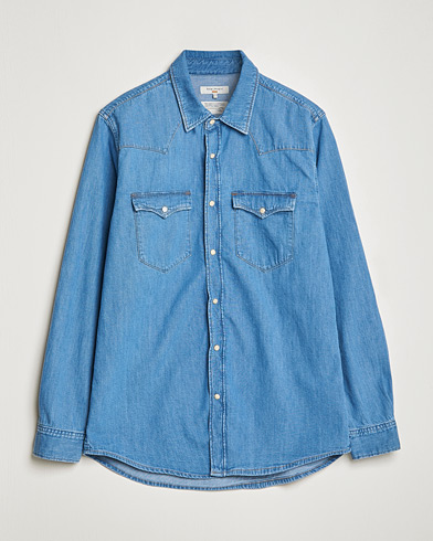 Herren |  | Nudie Jeans | George Pocket Denim Shirt Blue