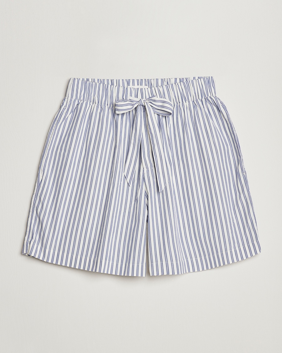 Tekla Poplin Pyjama Shorts Skagen Stripes – Weiß