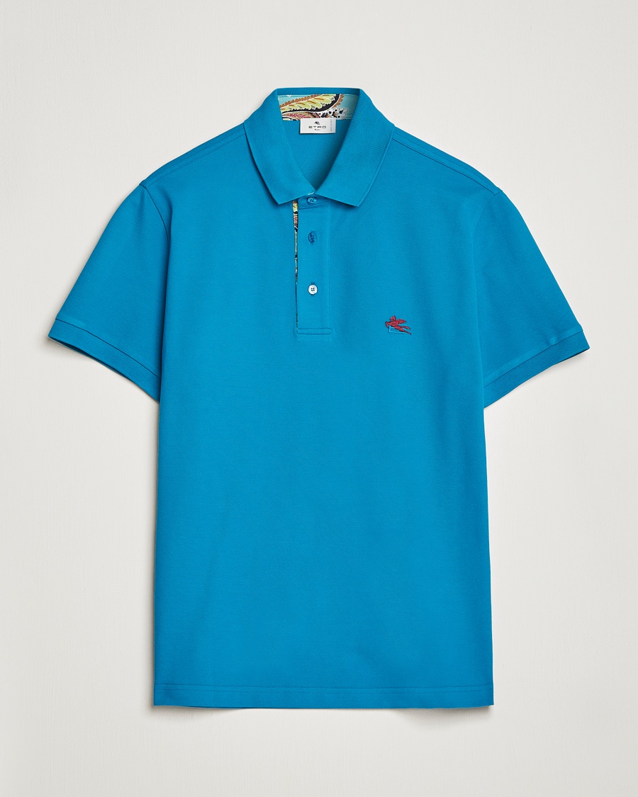 Herren | | Etro | Short Sleeve Contrast Paisley Polo Azzurro