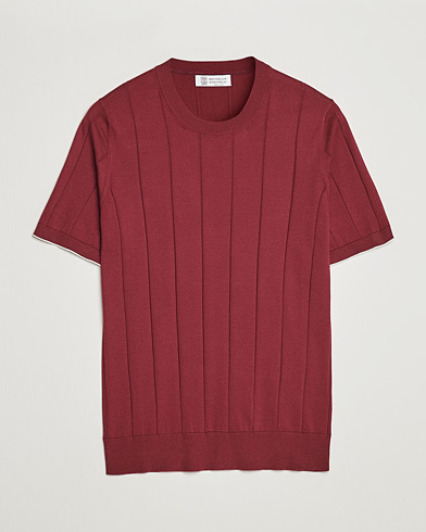 Herren |  | Brunello Cucinelli | Rib Knitted T-Shirt Burgundy
