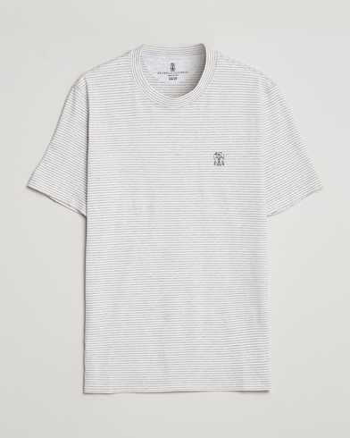 Herren |  | Brunello Cucinelli | Short Sleeve Striped T-Shirt Light Grey