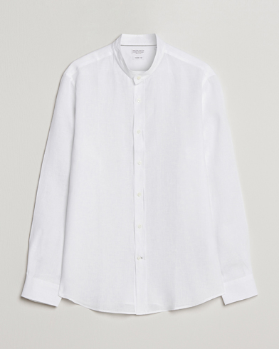 Herren | Leinenhemden | Brunello Cucinelli | Linen Guru Collar Shirt White