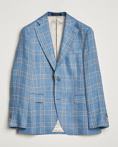 Herren | Leinensakko | Oscar Jacobson | Fogerty Soft Cotton/Linen/Wool Blazer Light Blue