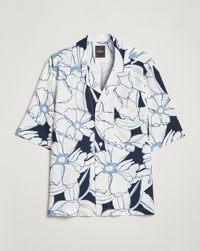Herren |  | Oscar Jacobson | Cuban Short Sleeve Flower Print Shirt White