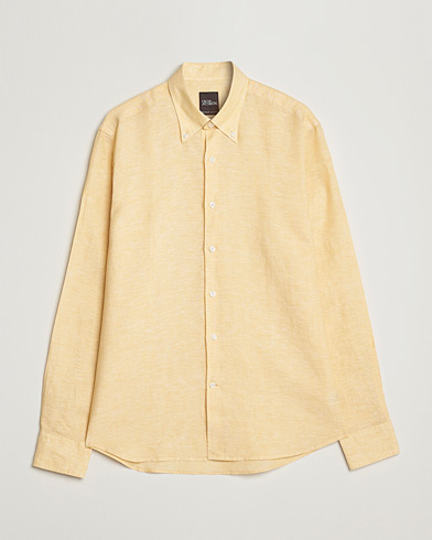 Herren |  | Oscar Jacobson | Regular Fit Button Down Linen Shirt Yellow