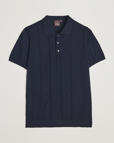 Herren |  | Oscar Jacobson | Bard Short Sleeve Structured Cotton Polo Navy