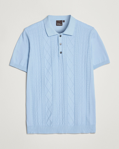 Herren |  | Oscar Jacobson | Bard Short Sleeve Structured Cotton Polo Light Blue