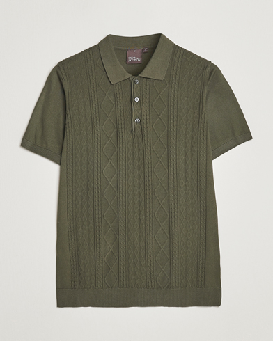 Herren |  | Oscar Jacobson | Bard Short Sleeve Structured Cotton Polo Olive