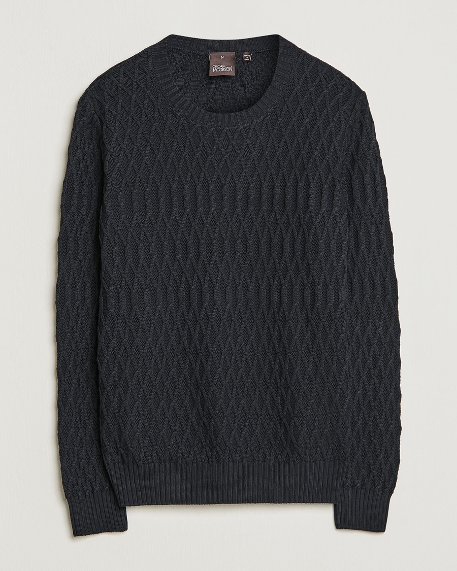 Herren | | Oscar Jacobson | Cotton Fisherman Sweatshirt Navy