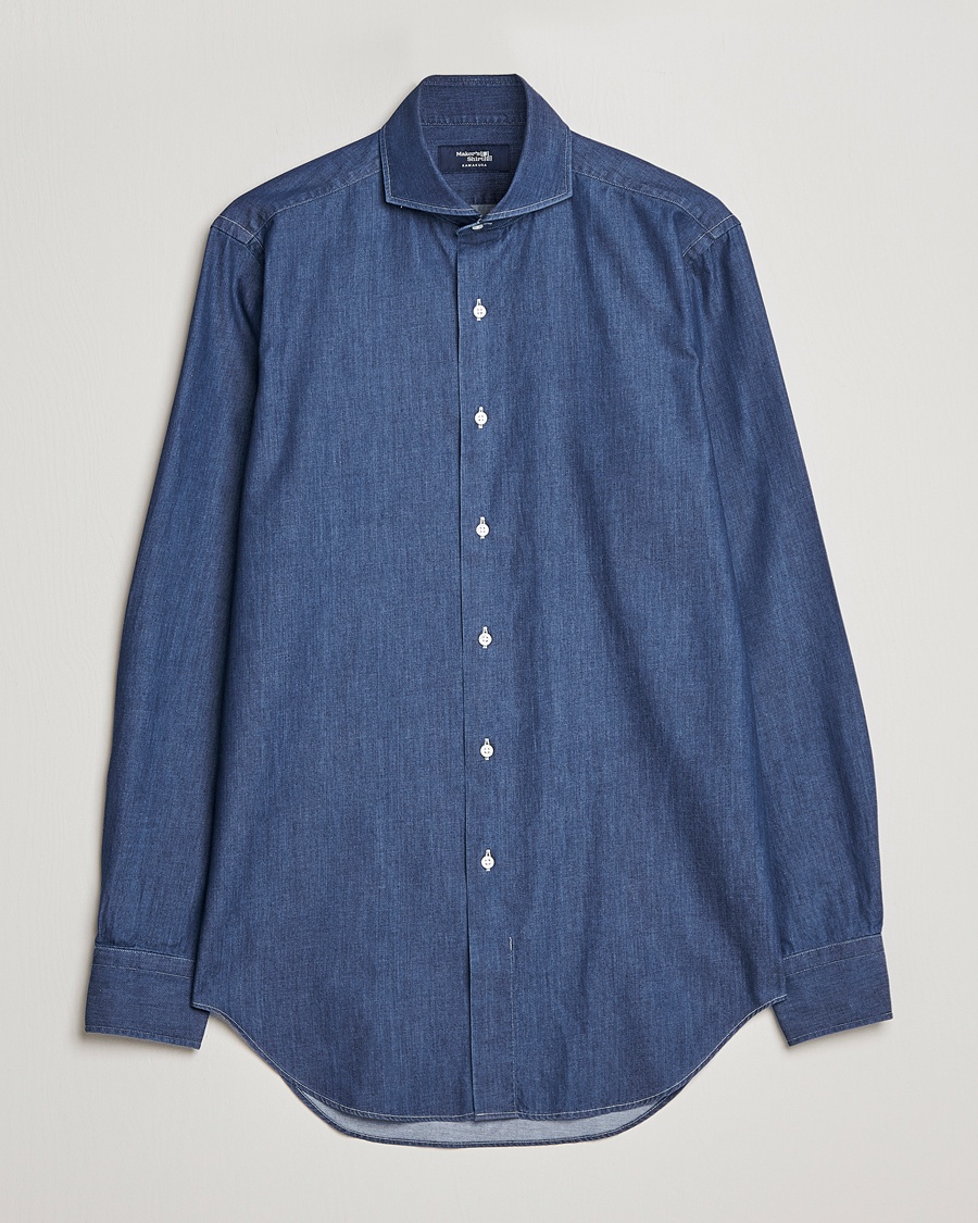 Kamakura Shirts Slim Fit Denim Shirt Dark Indigo – Blau