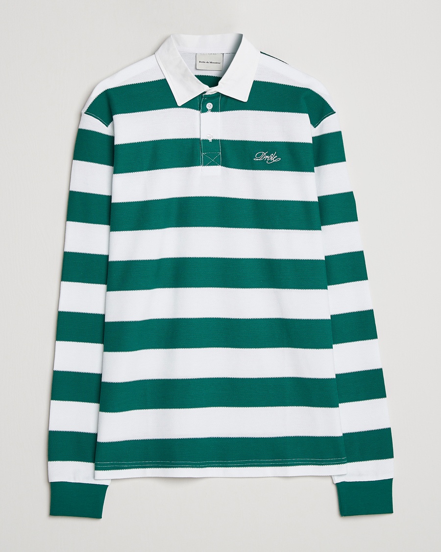 Herren | | Drôle de Monsieur | Le Polo Striped Rugby Shirt White/Green