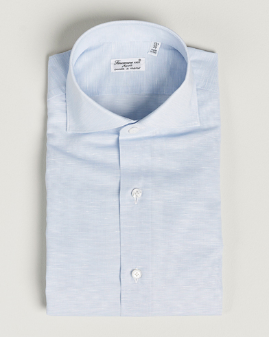 Herren | Finamore Napoli | Finamore Napoli | Milano Slim Linen Dress Shirt Light Blue