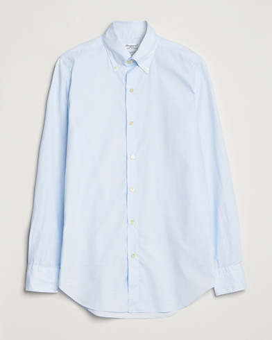 Herren |  | Finamore Napoli | Milano Slim Washed Dress Shirt Light Blue Check