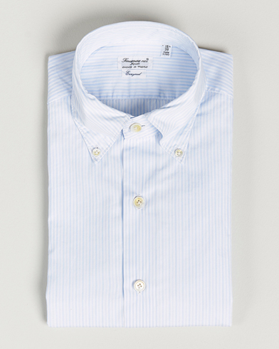 Herren |  | Finamore Napoli | Milano Slim Washed Dress Shirt Light Blue Stripe
