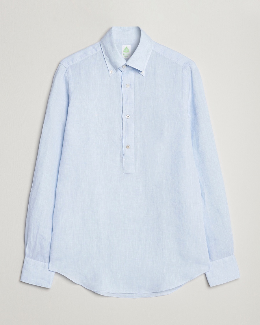 Herren | | Finamore Napoli | Miami Linen Popover Shirt Light Blue