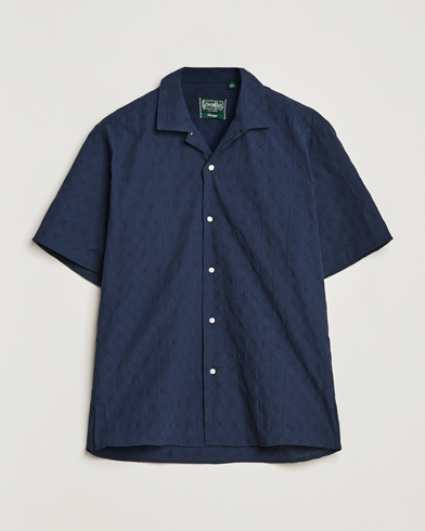 Herren | Kleidung | Gitman Vintage | Japanese Jacquard Camp Shirt Navy