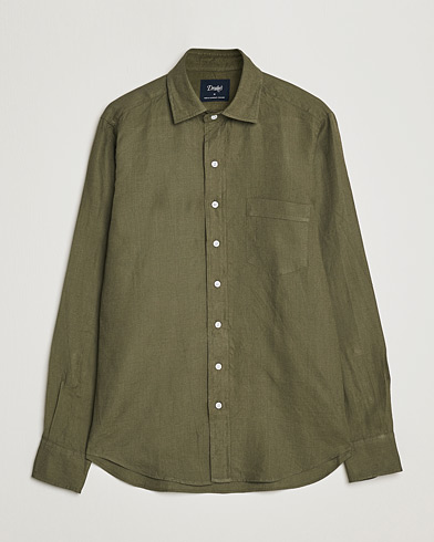 Herren | Hemden | Drake's | Linen Summer Shirt Green