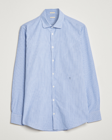 Herren |  | Massimo Alba | Canary Striped Seersucker Shirt Blue