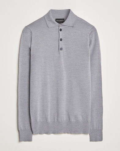 Herren | Bestickte Polohemden | Emporio Armani | Knitted Merino Pique Grey