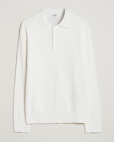 Herren | Bestickte Polohemden | Filippa K | Knitted Polo Shirt White