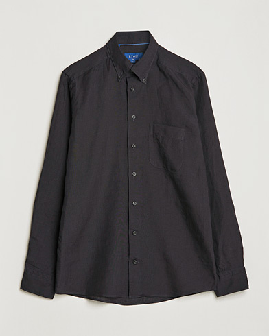 Herren | Leinenhemden | Eton | Slim Fit Linen Shirt Black