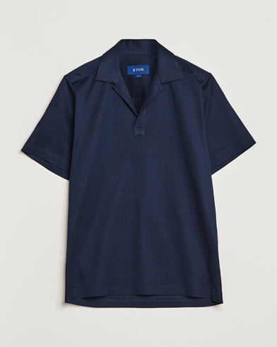 Herren |  | Eton | Filo Di Scozia Open Collor Shirt Navy Blue
