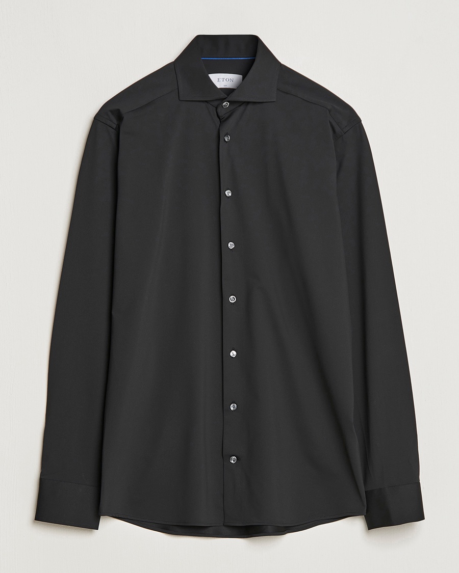 Herren | | Eton | Slim Fit Four Way Stretch Shirt Black