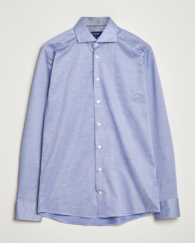 Herren | Eton | Eton | Filo Di Scozia King Knit Shirt Mid Blue