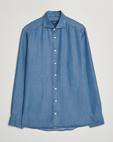 Herren |  | Eton | Light Denim Tencel Shirt Navy Blue