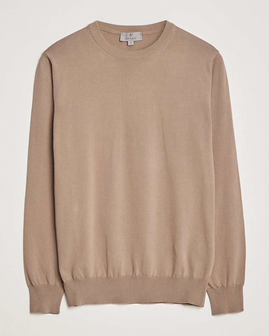 Herren | | Canali | Cotton Crew Neck Pullover Brown
