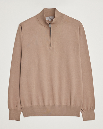 Herren |  | Canali | Cotton Half Zip Sweater Brown