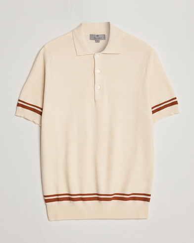 Herren | Bestickte Polohemden | Canali | Short Sleeve Knitted Polo Beige