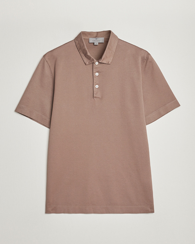 Herren |  | Canali | Short Sleeve Polo Pique Taupe