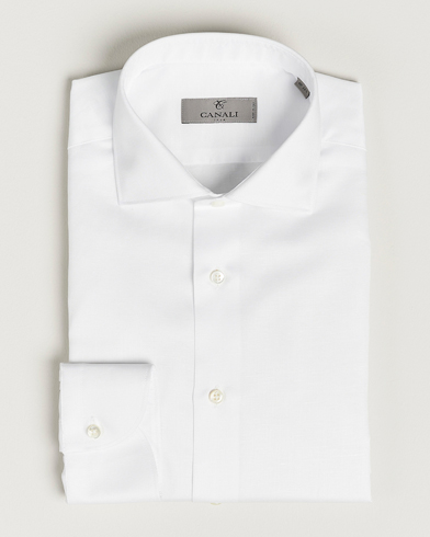 Herren | Businesshemden | Canali | Slim Fit Linen Shirt White