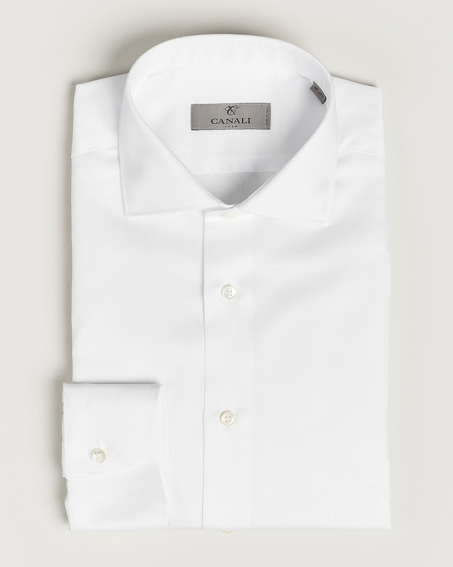 Herren | | Canali | Slim Fit Linen Shirt White