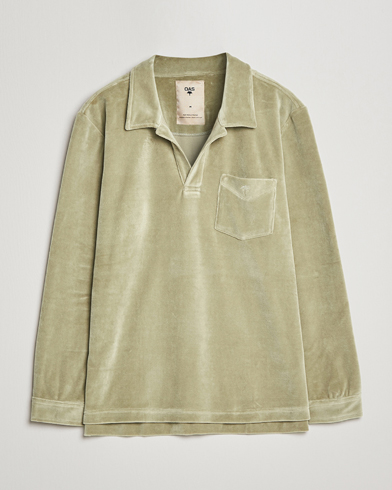Herren | OAS | OAS | Long Sleeve Velour Shirt Washed Green