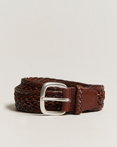 Herren |  | Orciani | Braided Leather Belt 3,5 cm Cognac