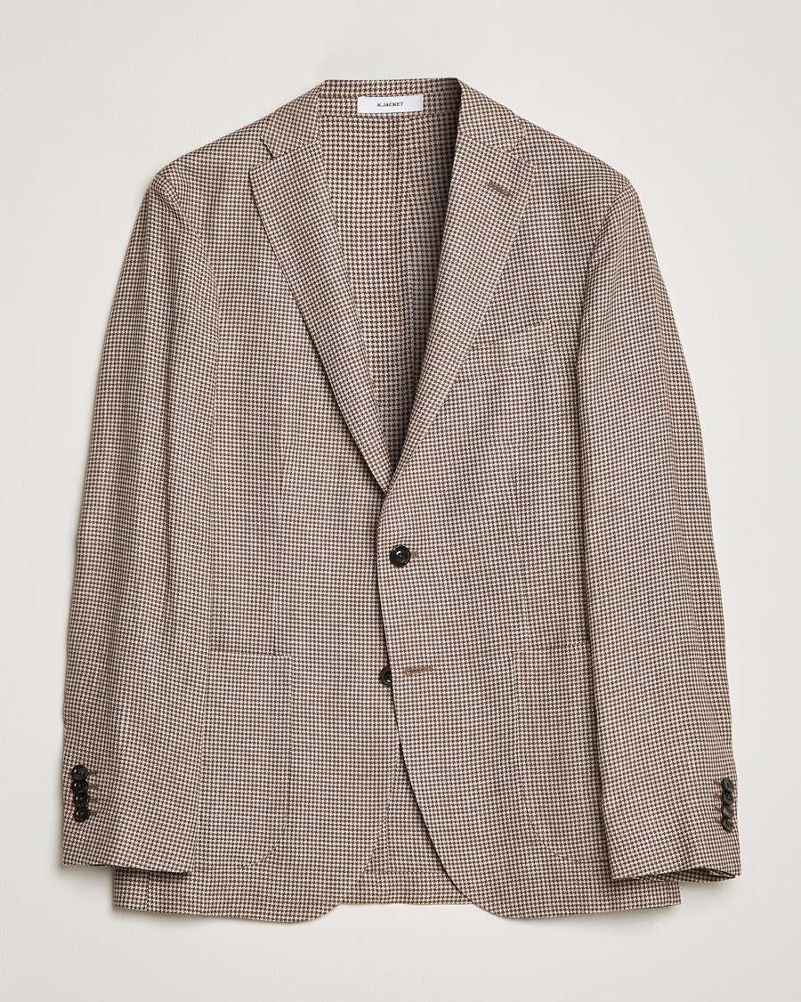 Herren | | Boglioli | Wool/Linen Houndstooth Blazer Beige