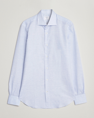 Herren | Mazzarelli | Mazzarelli | Soft Cotton/Linen Shirt Light Blue
