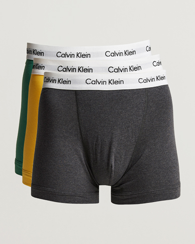 Herren |  | Calvin Klein | Cotton Stretch Trunk 3-Pack Charcoal/Yellow/Green