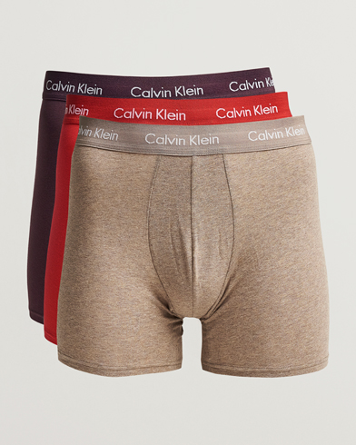 Herren | Calvin Klein | Calvin Klein | Cotton Stretch 3-Pack Boxer Breif Plum/Red/Beige