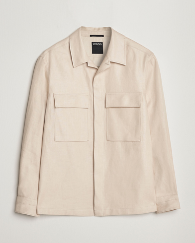 Herren | Zegna | Zegna | Linen Shirt Jacket Beige
