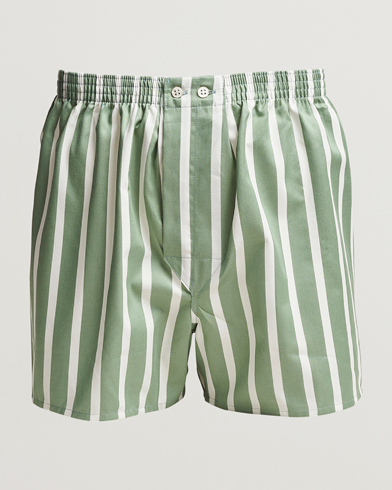 Herren | Slips | Derek Rose | Classic Fit Striped Cotton Boxer Shorts Green/White