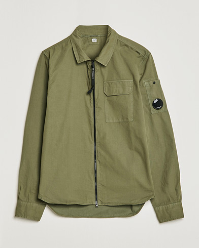 Herren |  | C.P. Company | Garment Dyed Gabardine Zip Shirt Jacket Olive